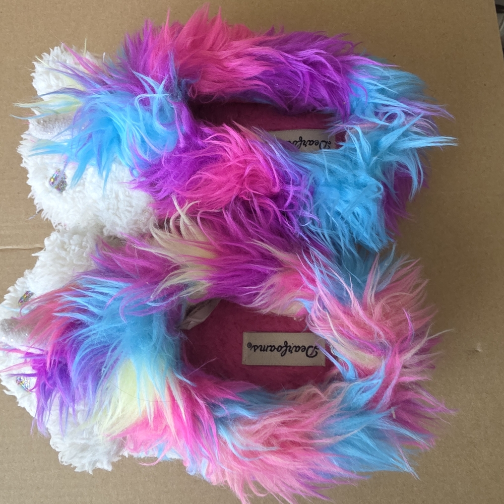 Colorful Furry Kids Slippers - DEARFOAMS
